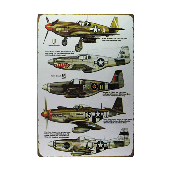 Placa Metal Five Warplanes